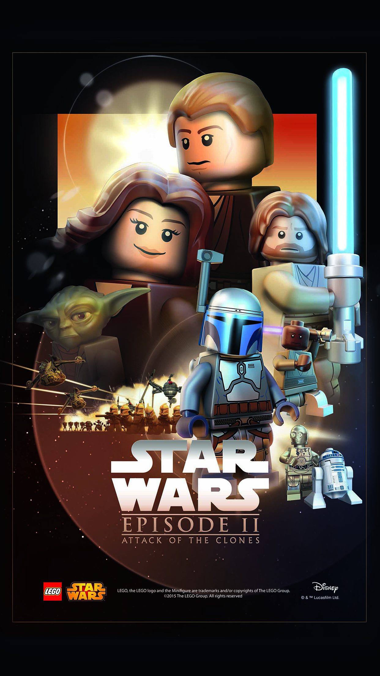 LEGO Star Wars Episodio II poster, saga fantascientifica, 1242x2208 Verticale, iPhone Plus