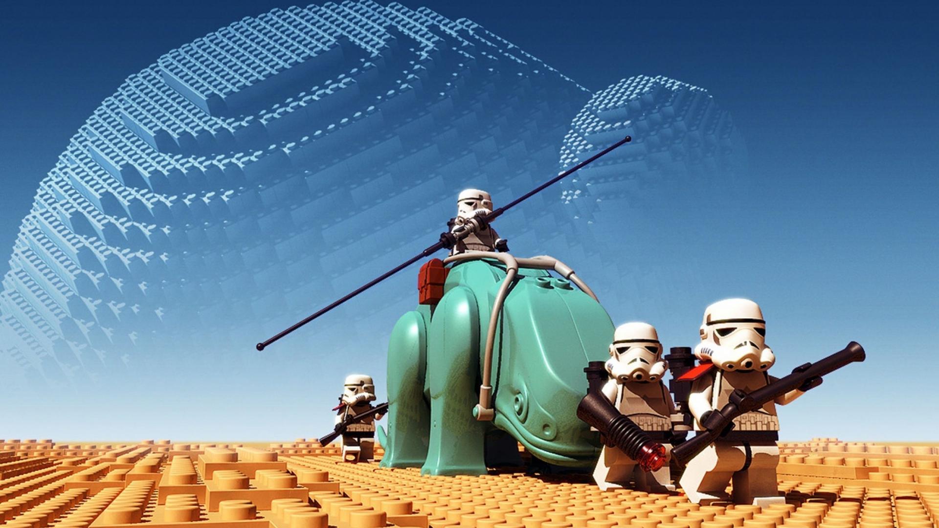 LEGO Stormtrooper su tastiera, 1366x768 HD, Desktop