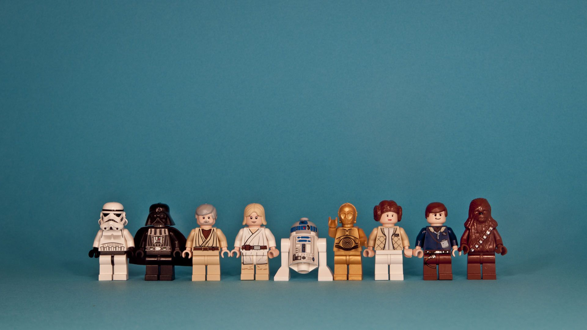 Personaggi LEGO Star Wars in fila, costruzioni, 1920x1080 Full HD, Monitor Gaming