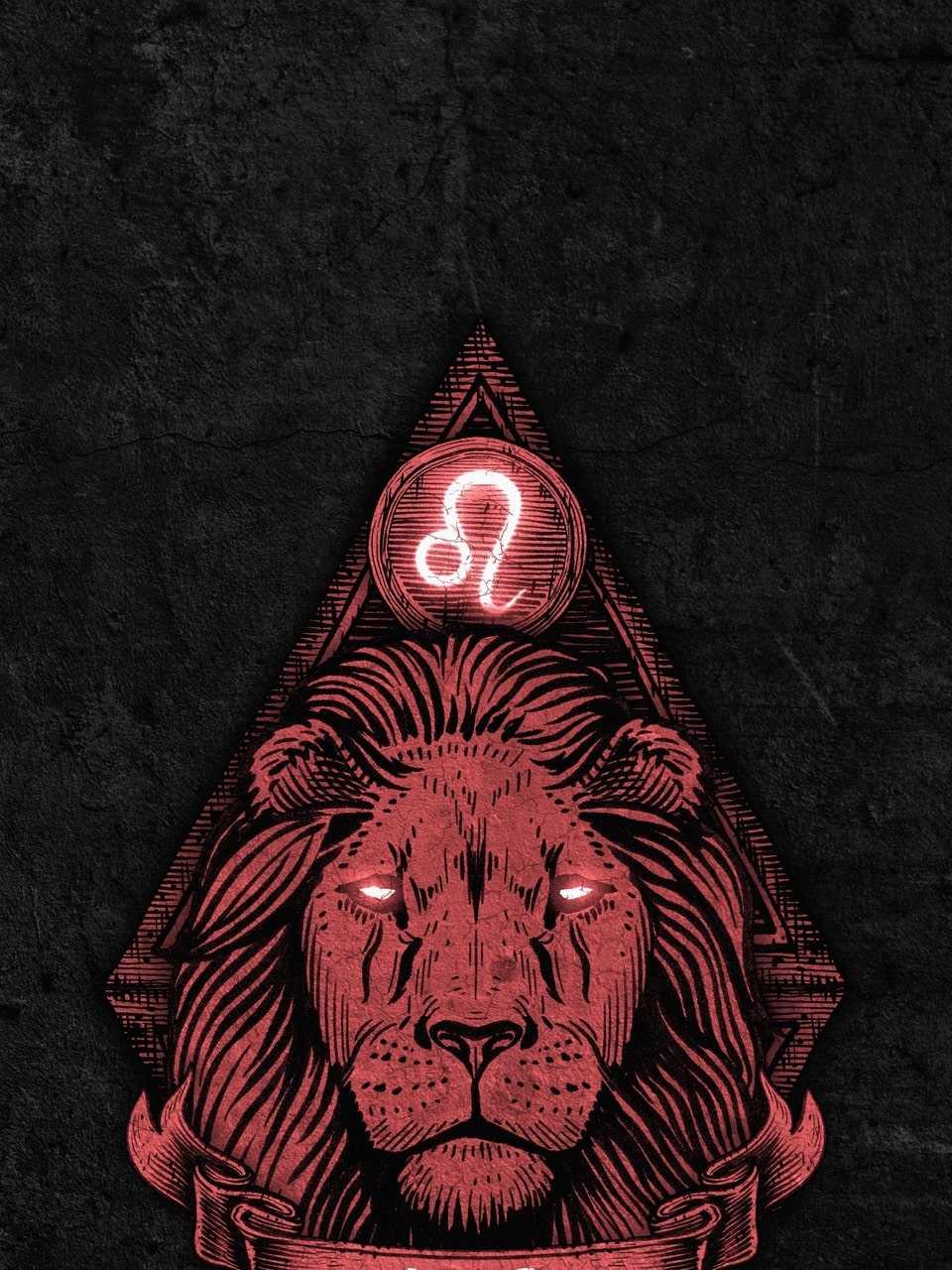 Simbolo zodiacale Leone triangolo rosso, 960x1280 Verticale, Android