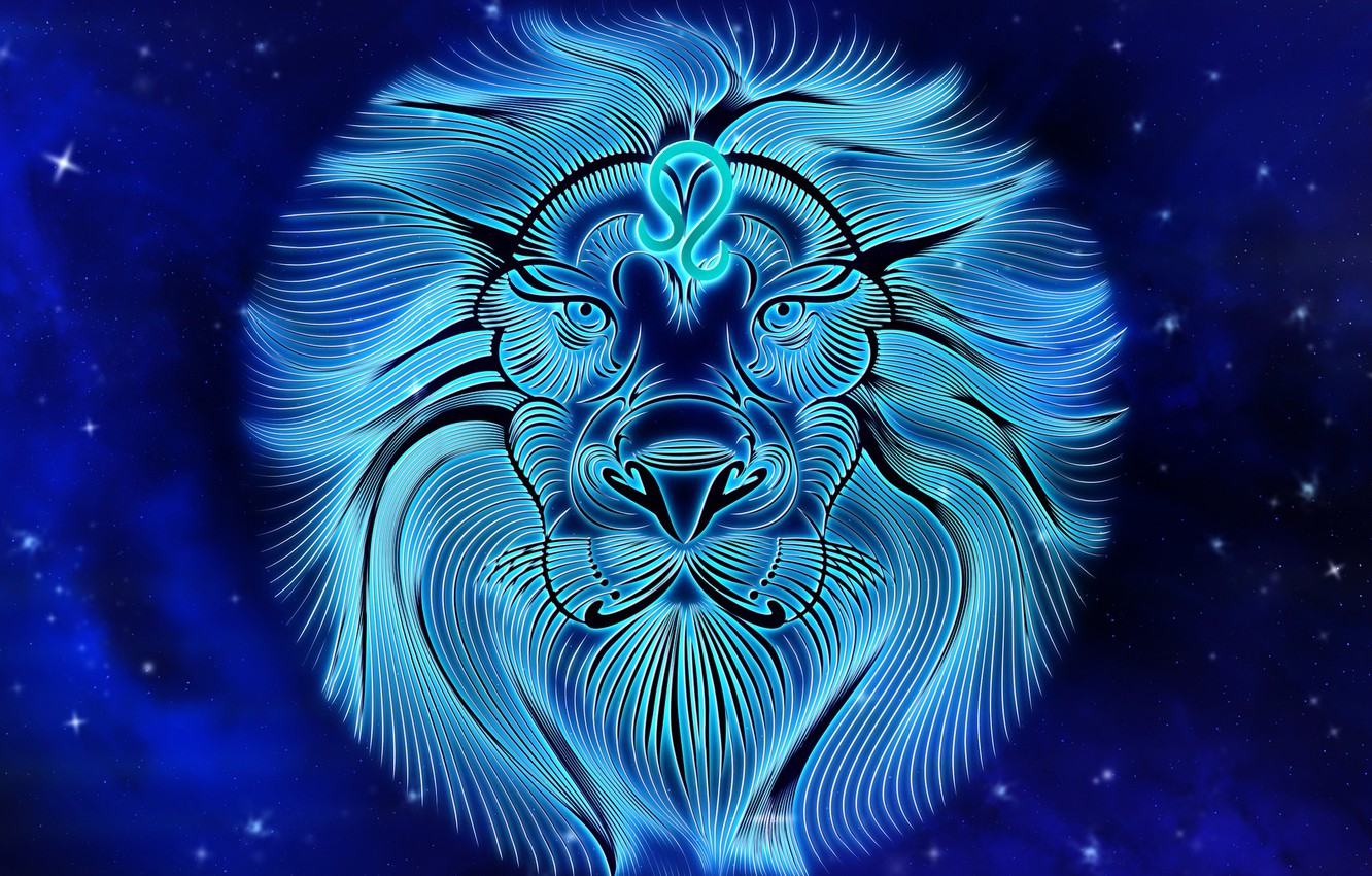 Segno zodiacale Leone blu, 1332x850 HD, Desktop