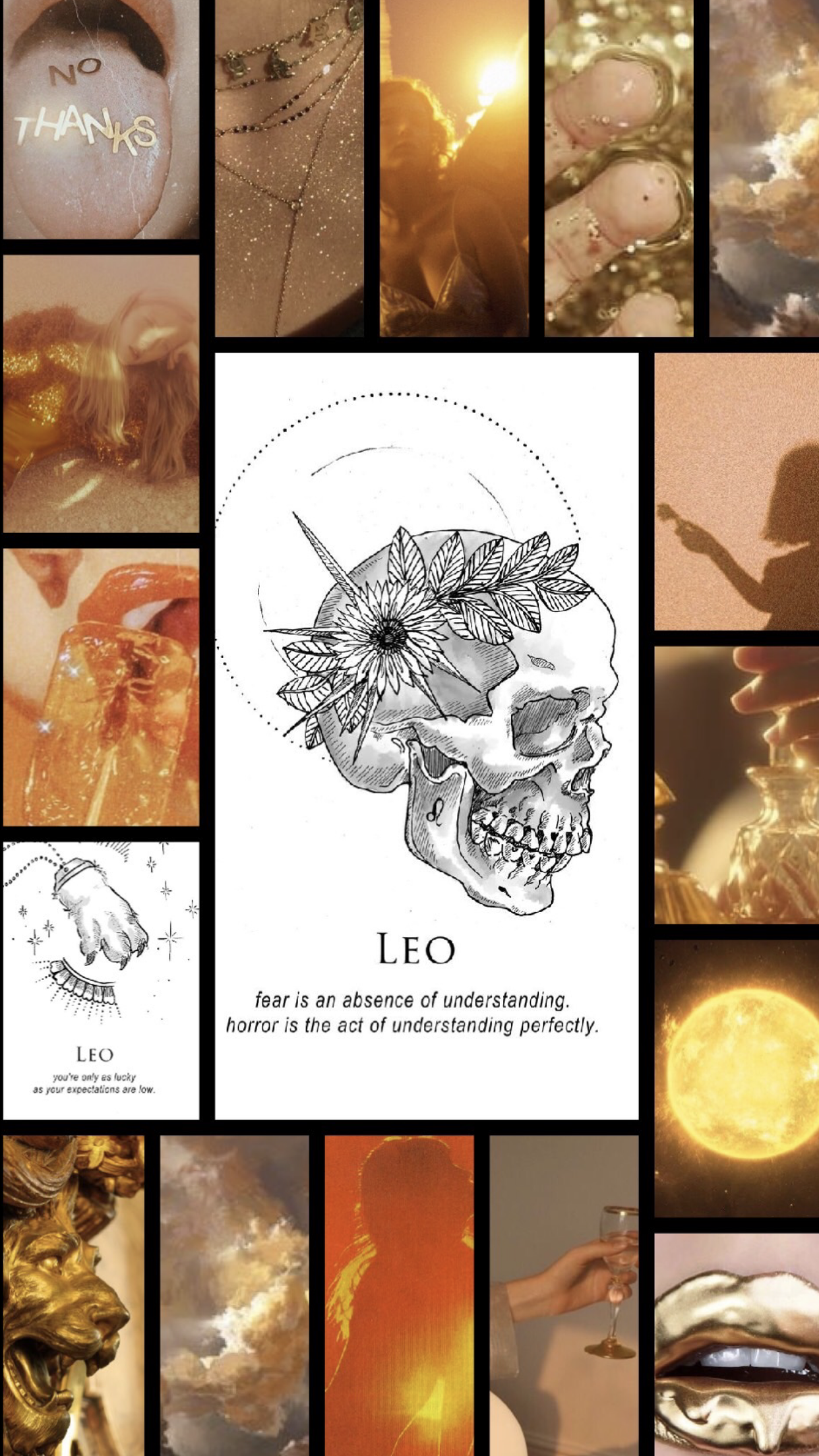 Collage zodiaco Leone teschio floreale, 1242x2208 Verticale, Mobile