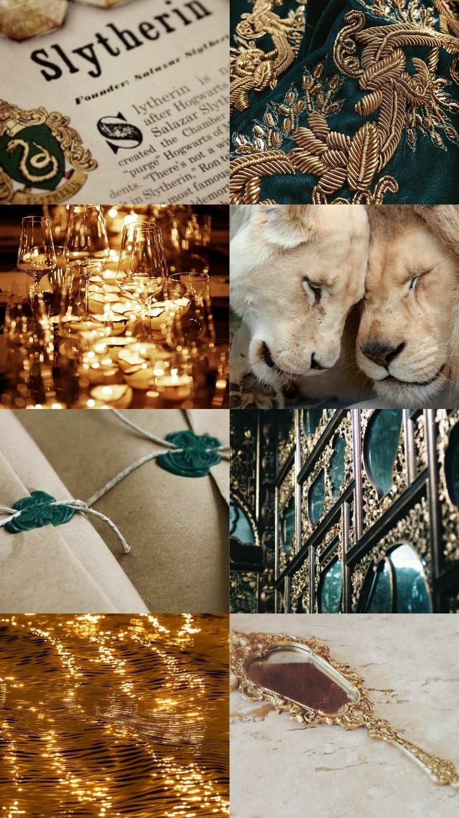 Collage leoni candele sigilli verdi, 899x1600 Verticale, Telefono
