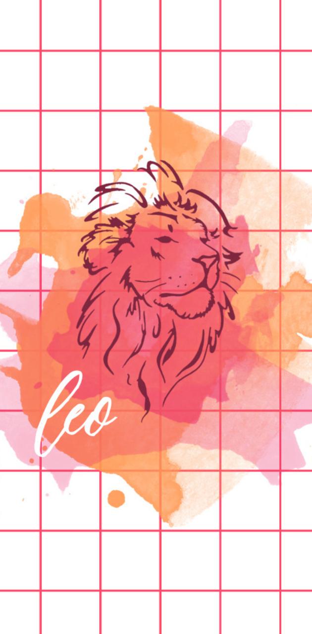 Leone zodiaco disegno rosa, 630x1280 Verticale, Telefono
