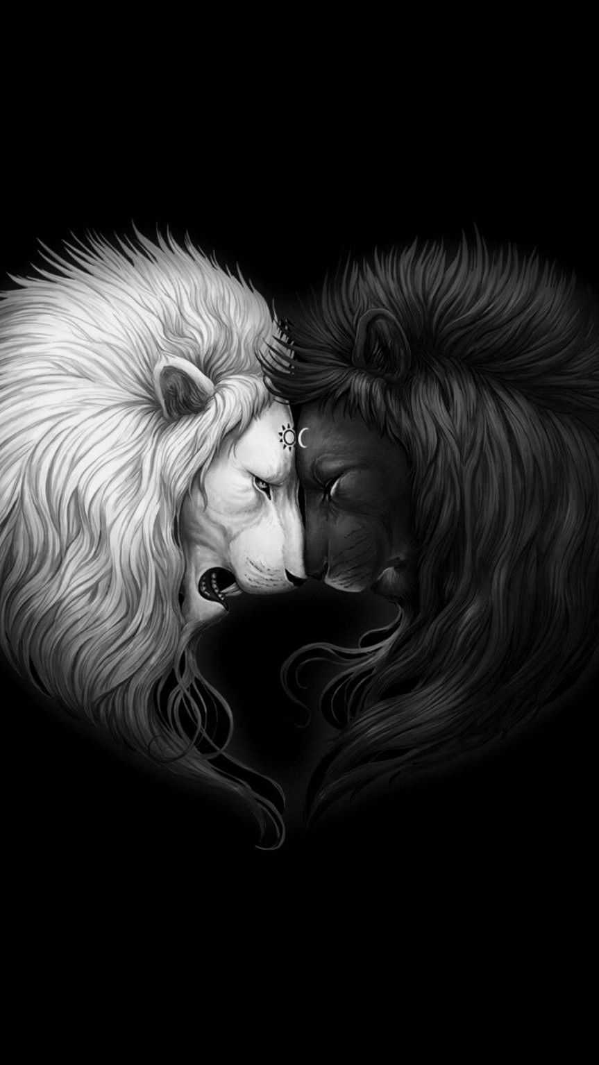 Leoni bianco e nero yin yang, 863x1534 Verticale, Telefono