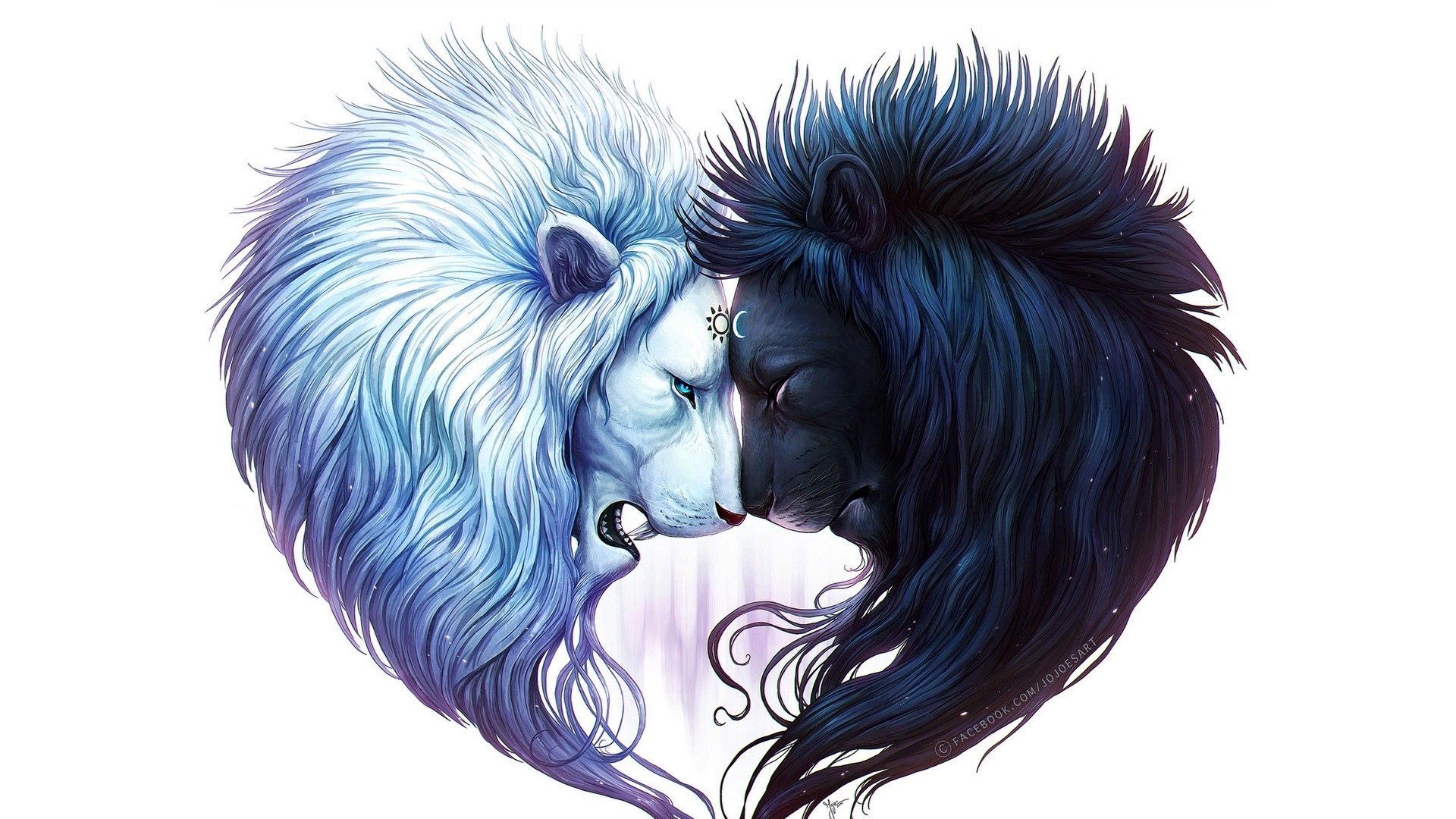 Leone bianco e nero cuore, 1920x1080 1080p, Desktop