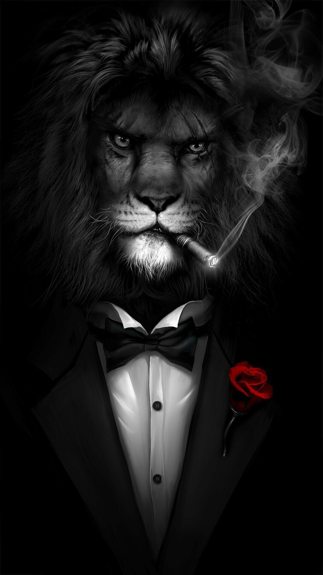 Leone in smoking con sigaro, 1080x1920 Verticale, Mobile