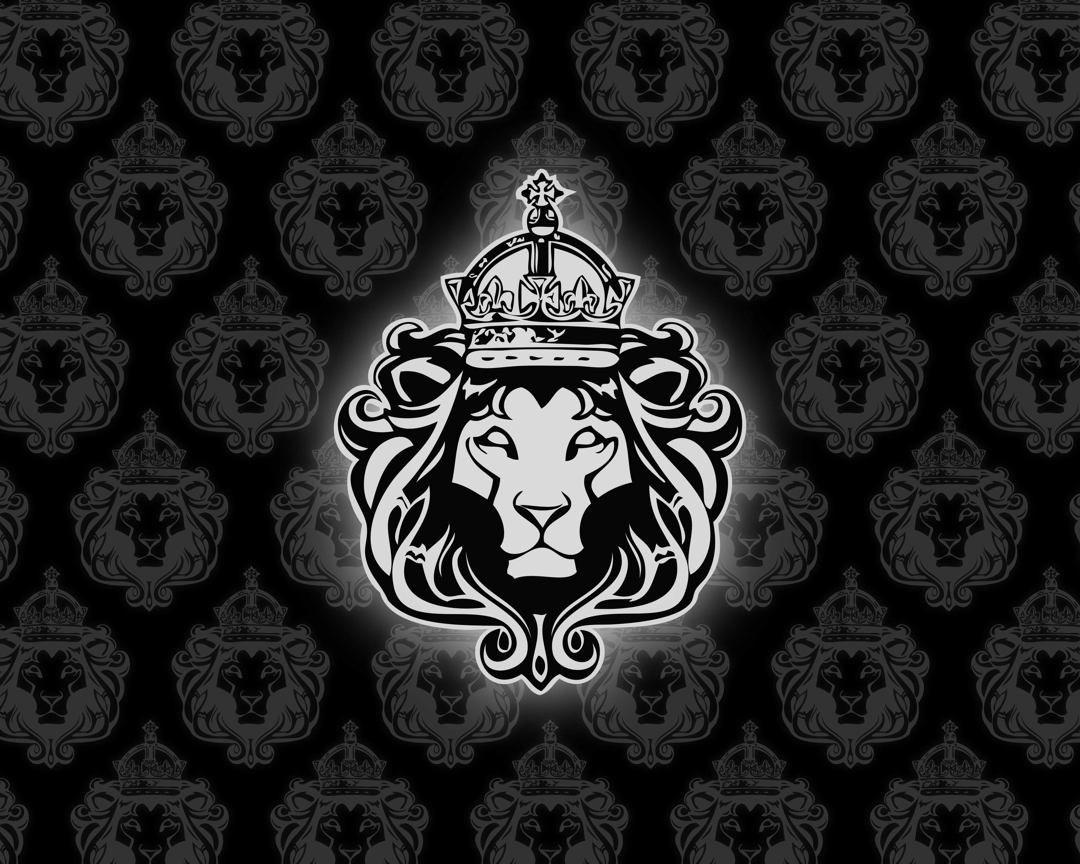 Leone con corona bianco nero, 3733x2987 2K, Desktop