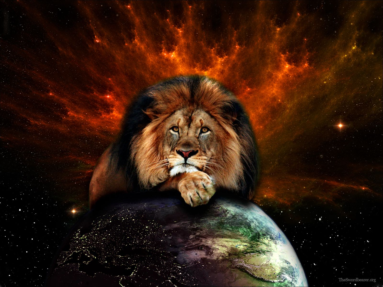 Leone gigante su pianeta spazio, 1600x1200 900p, Laptop