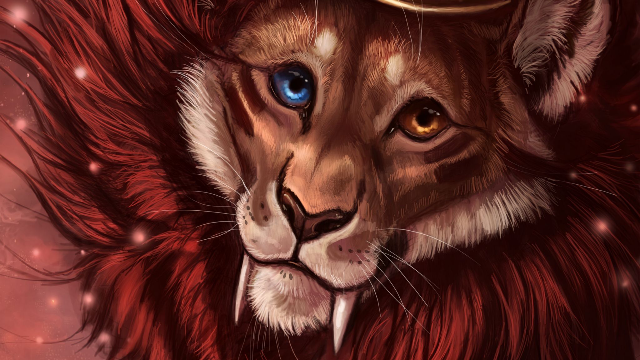 Leone con corona, arte digitale, 2048x1152 alta risoluzione, Desktop