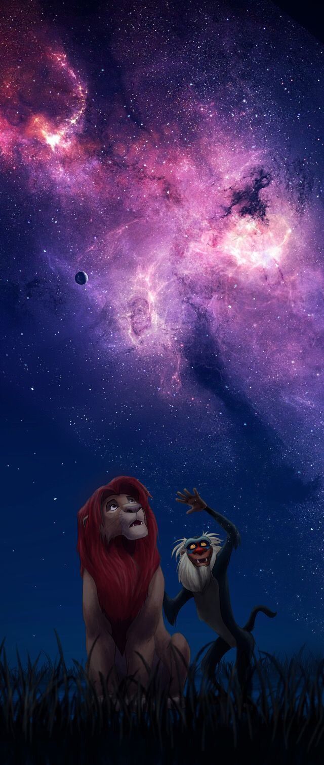 Simba e Rafiki galassia notturna, 640x1507 Full HD Verticale, Smartphone