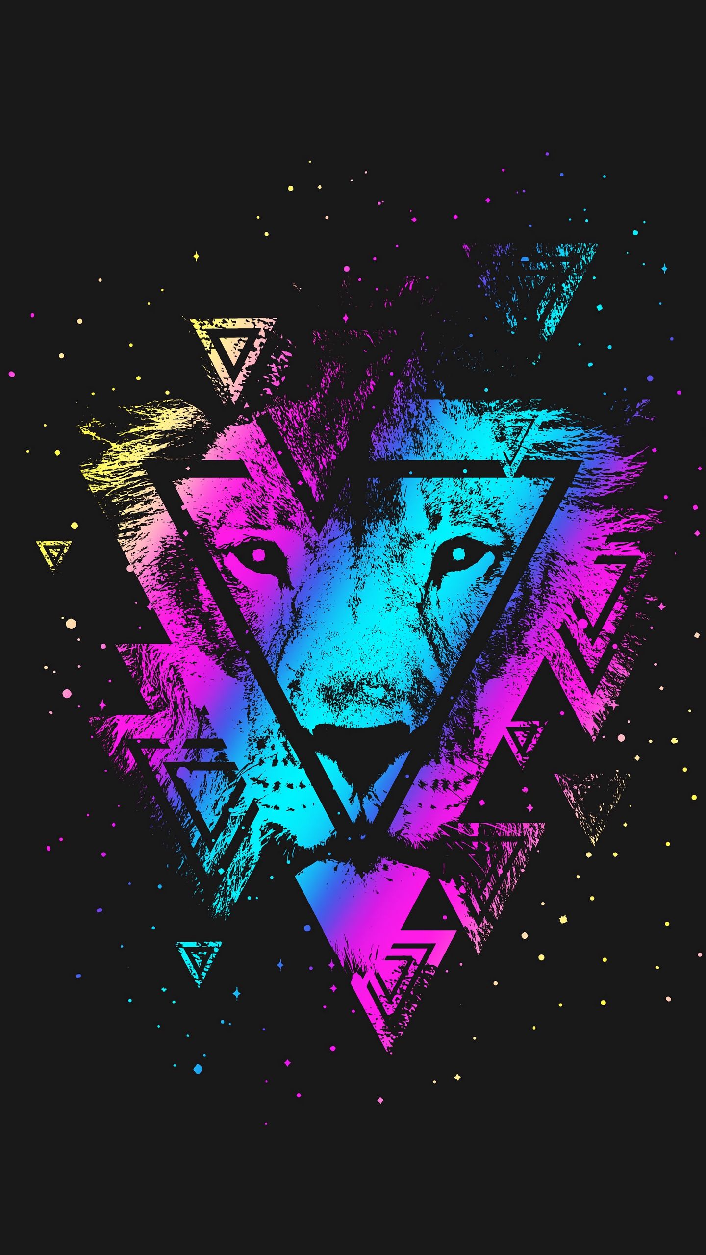 Leone geometrico colorato triangoli, 1440x2560 Full HD Verticale, Galaxy S