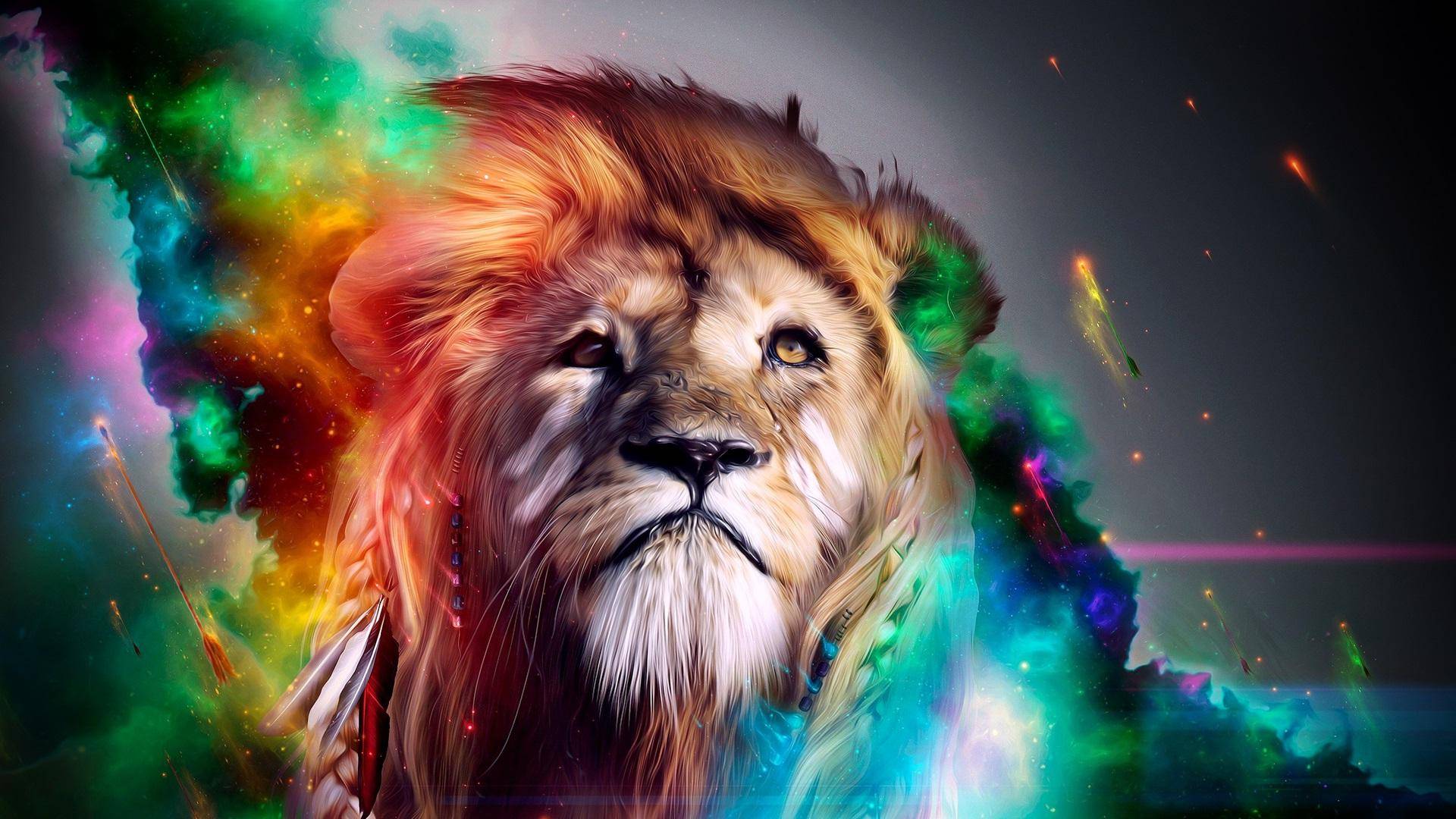 Leone galattico multicolore cosmico, 1920x1080 Full HD 1080p, Desktop