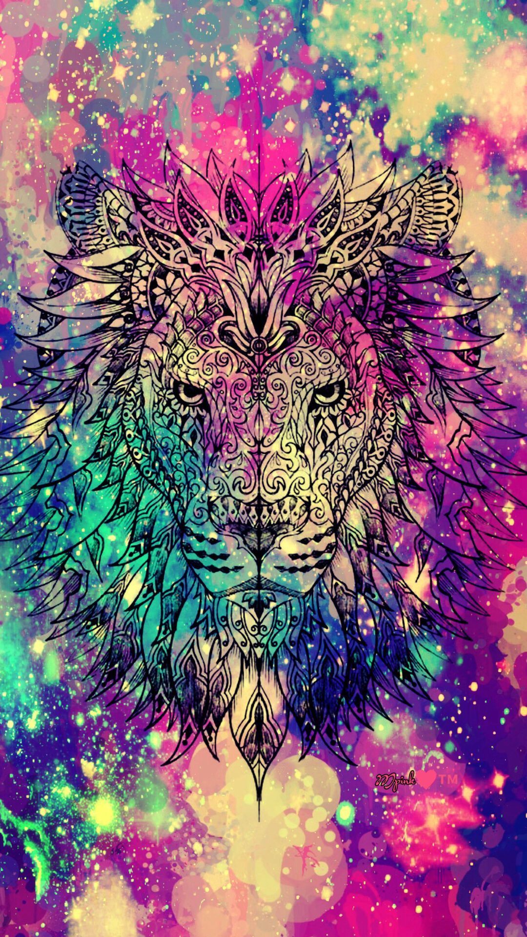 Leone galattico colorato, 1080x1920 Full HD Verticale, iPhone