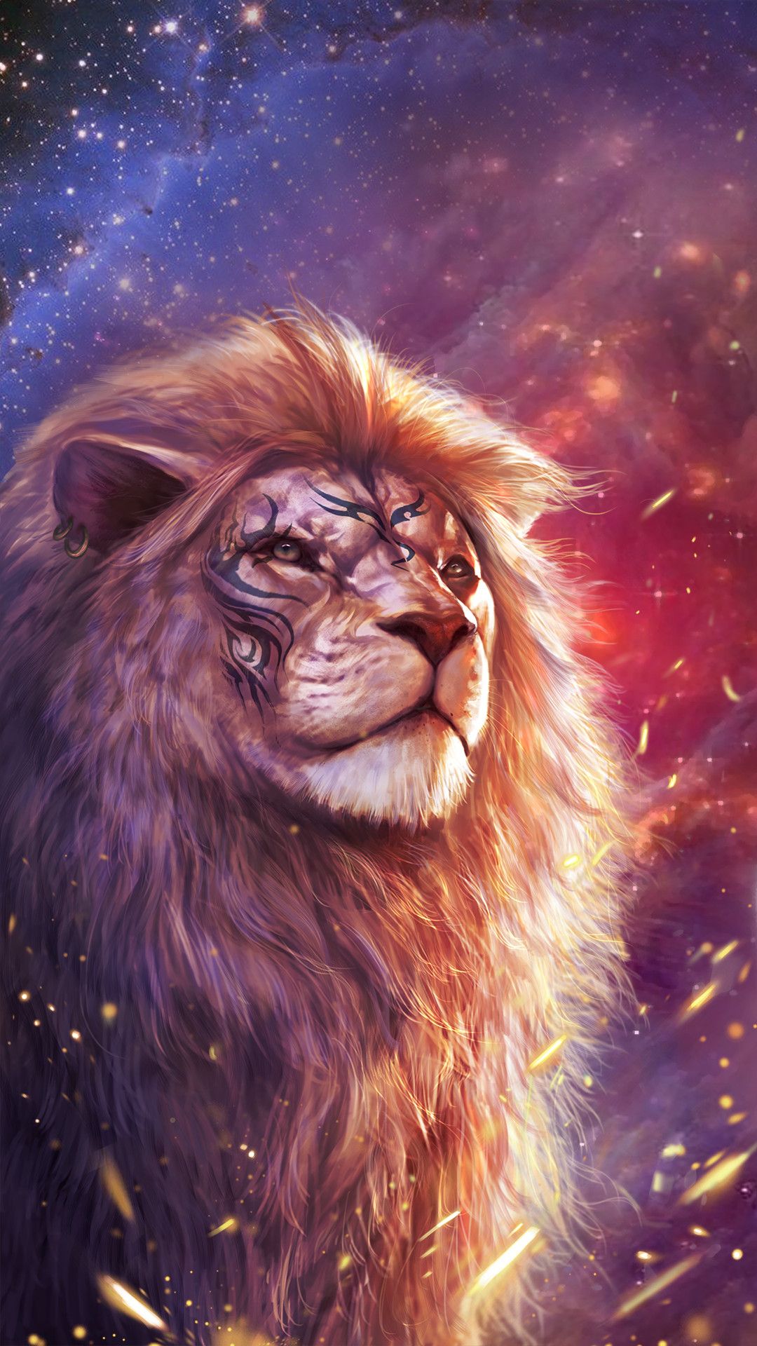 Leone galattico colorato cosmico, 1080x1920 Full HD Verticale, iPhone