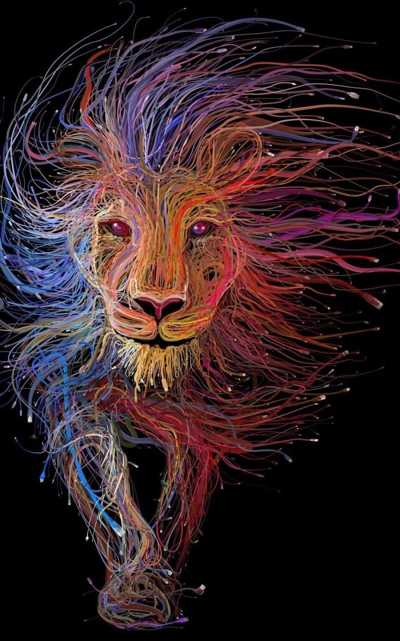 Leone di fili colorati, 800x1280 Verticale, Galaxy Ultra