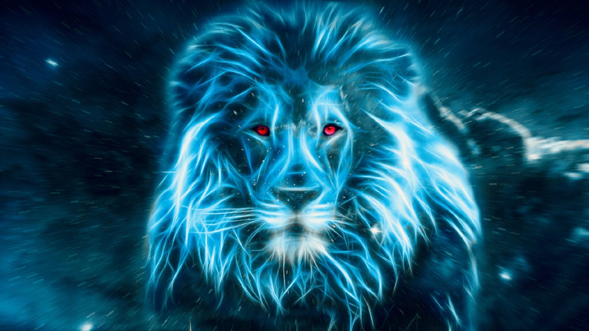 Leone digitale blu luminoso, 1920x1080 Full HD, Desktop