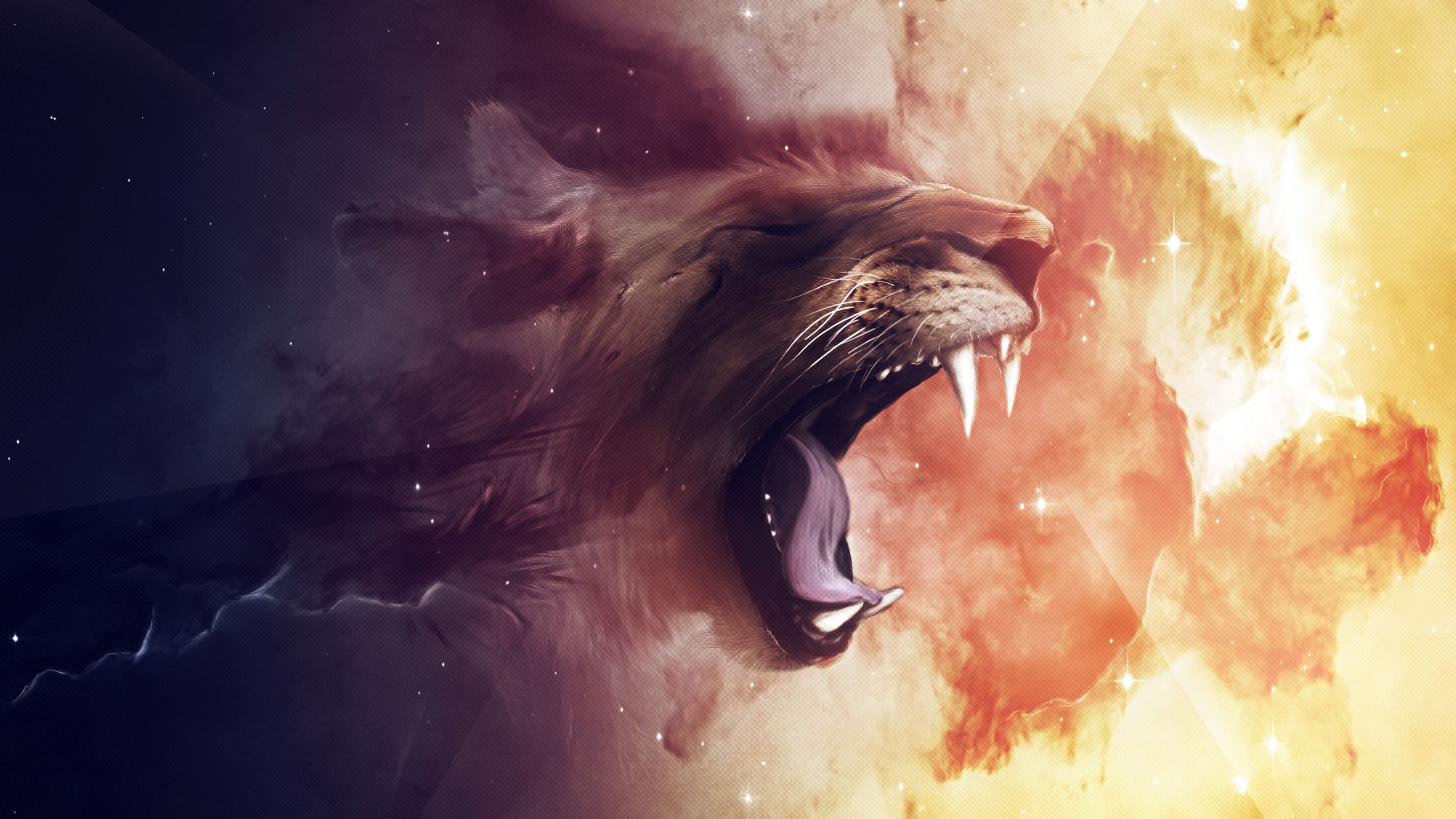 Leone ruggente nebulosa spaziale, 2560x1440 QHD, Laptop