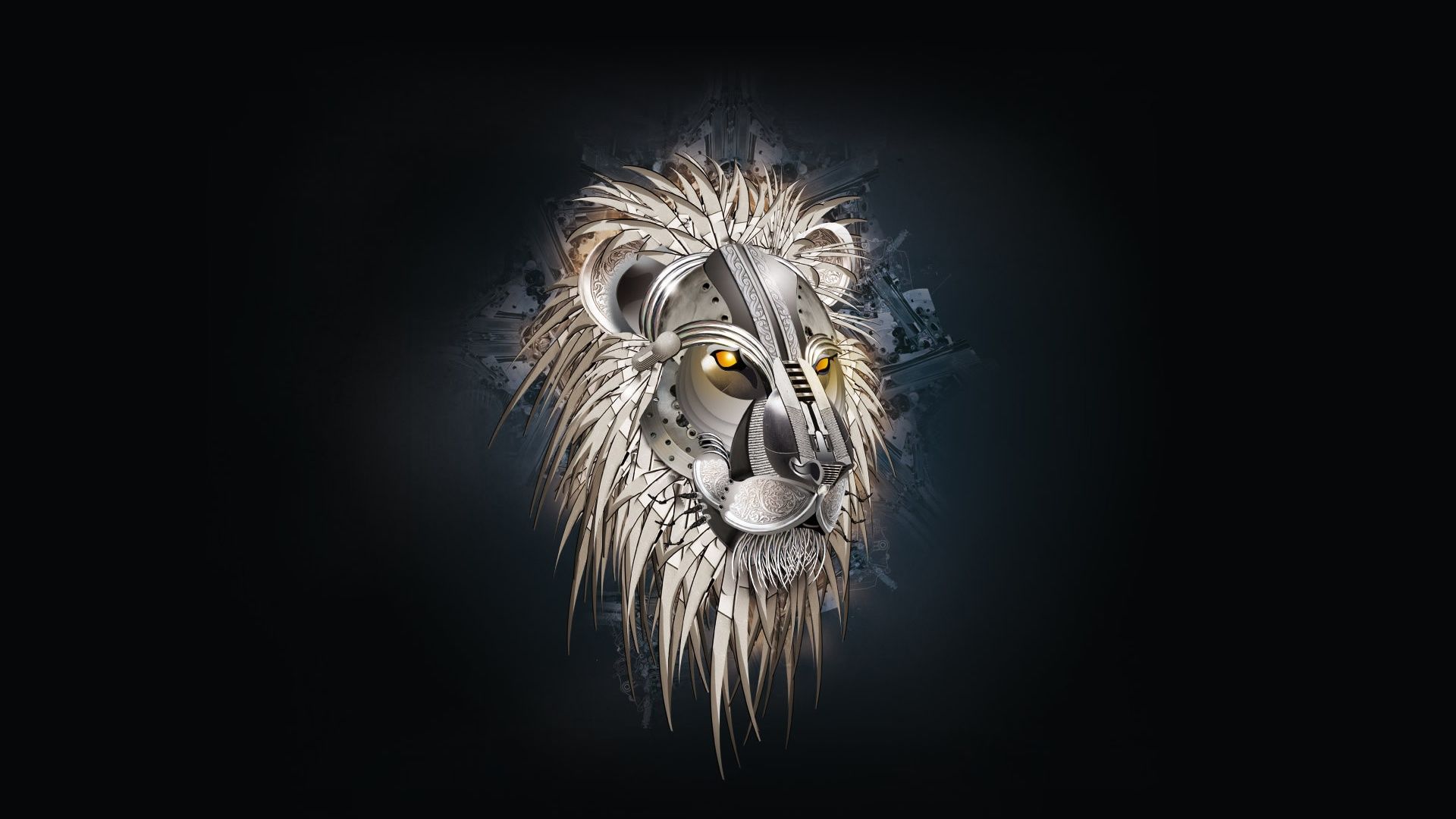 Leone artistico su sfondo nero, 1920x1080 Full HD, Desktop