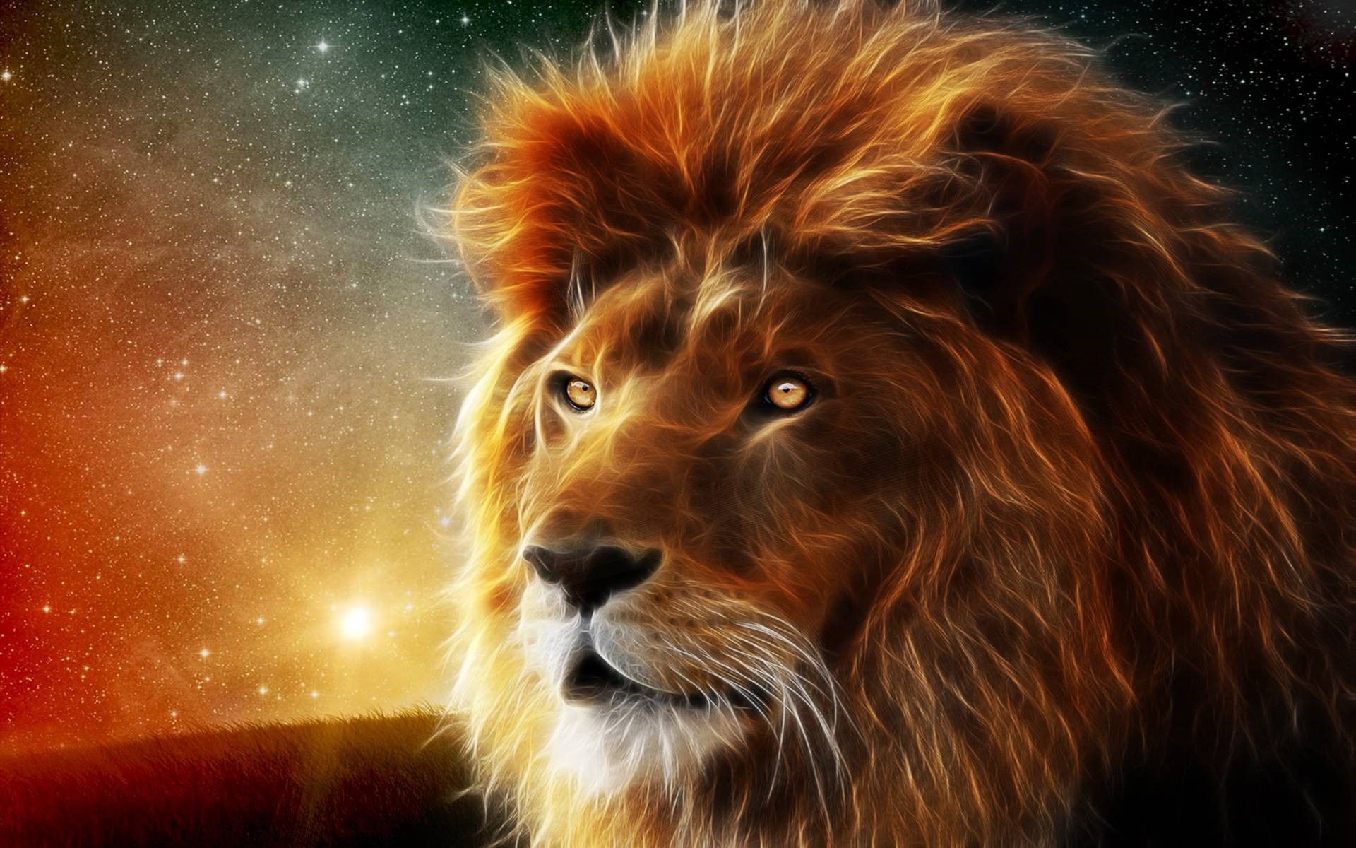 Leone digitale su sfondo cosmico, 1920x1200 WUXGA, PC