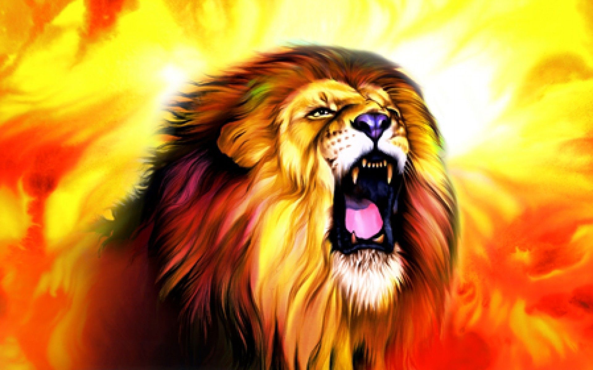 Leone ruggente digital art, 1920x1200 Full HD+, PC