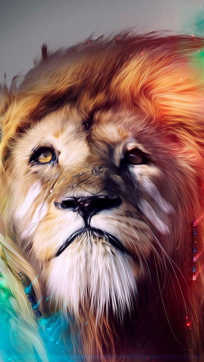 Leone artistico colorato, 700x1244 Full HD Verticale, iPhone