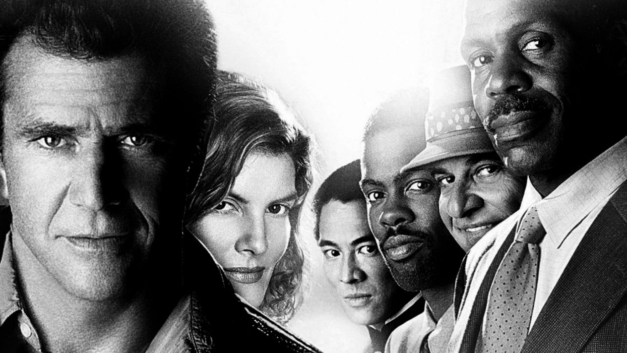 Lethal Weapon poster cast bianco nero, 1244x700 HD, PC Desktop