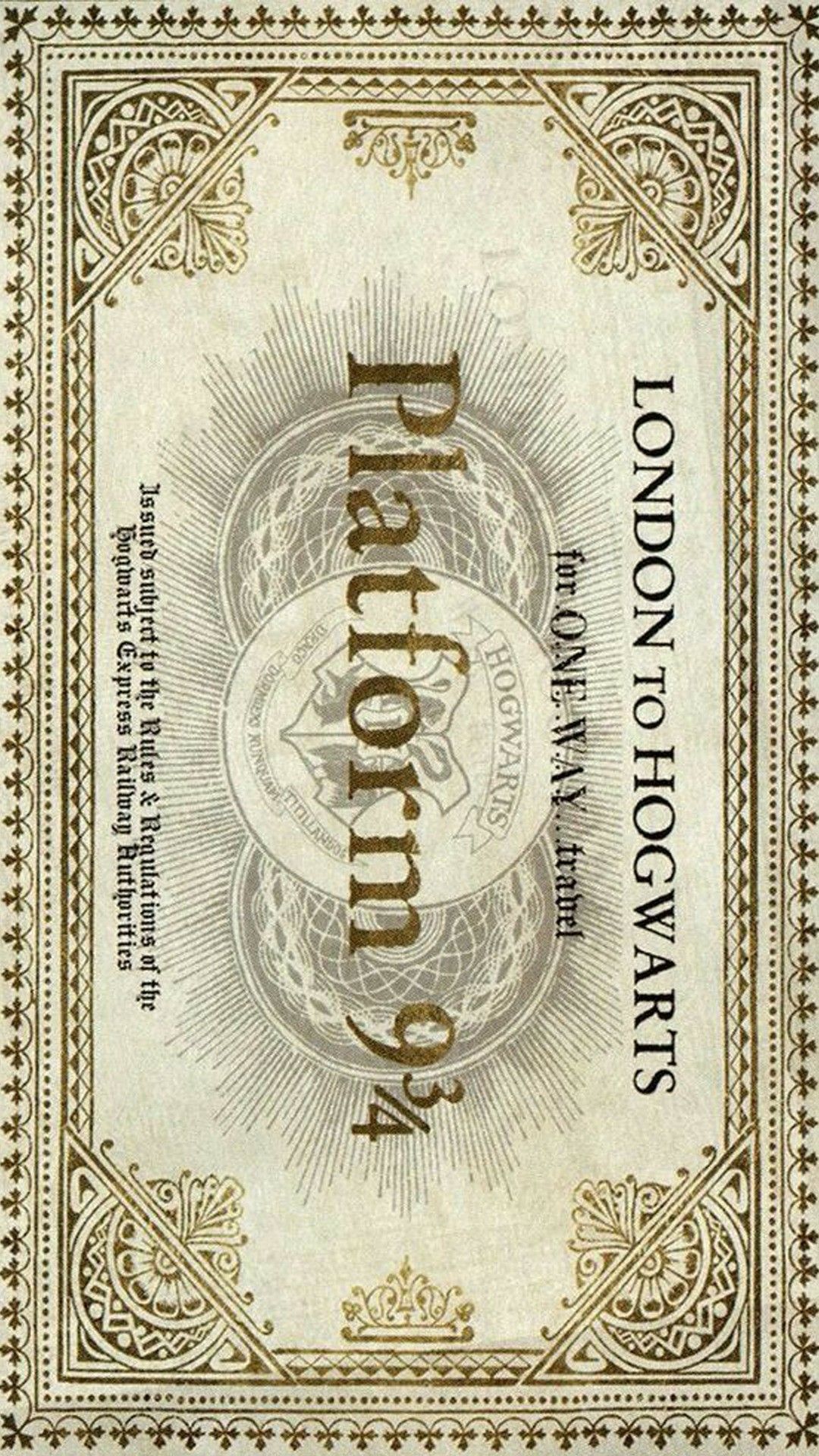 Biglietto Platform 9¾ Harry Potter, mondo magico, 1080x1920 Verticale, Mobile