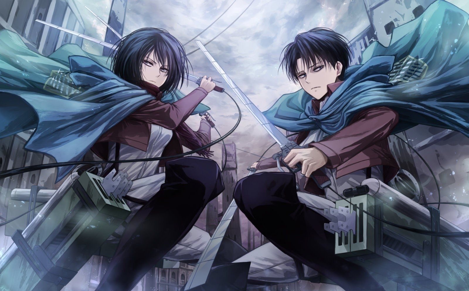 Eren e Mikasa Attack on Titan, 1366x861 HD, ROG Asus Laptop