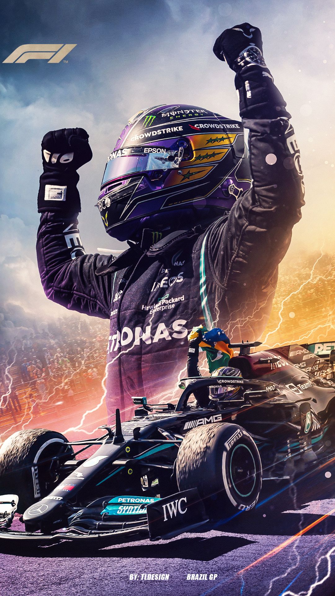 Lewis Hamilton F1 Mercedes, 1080x1920 Verticale, Mobile