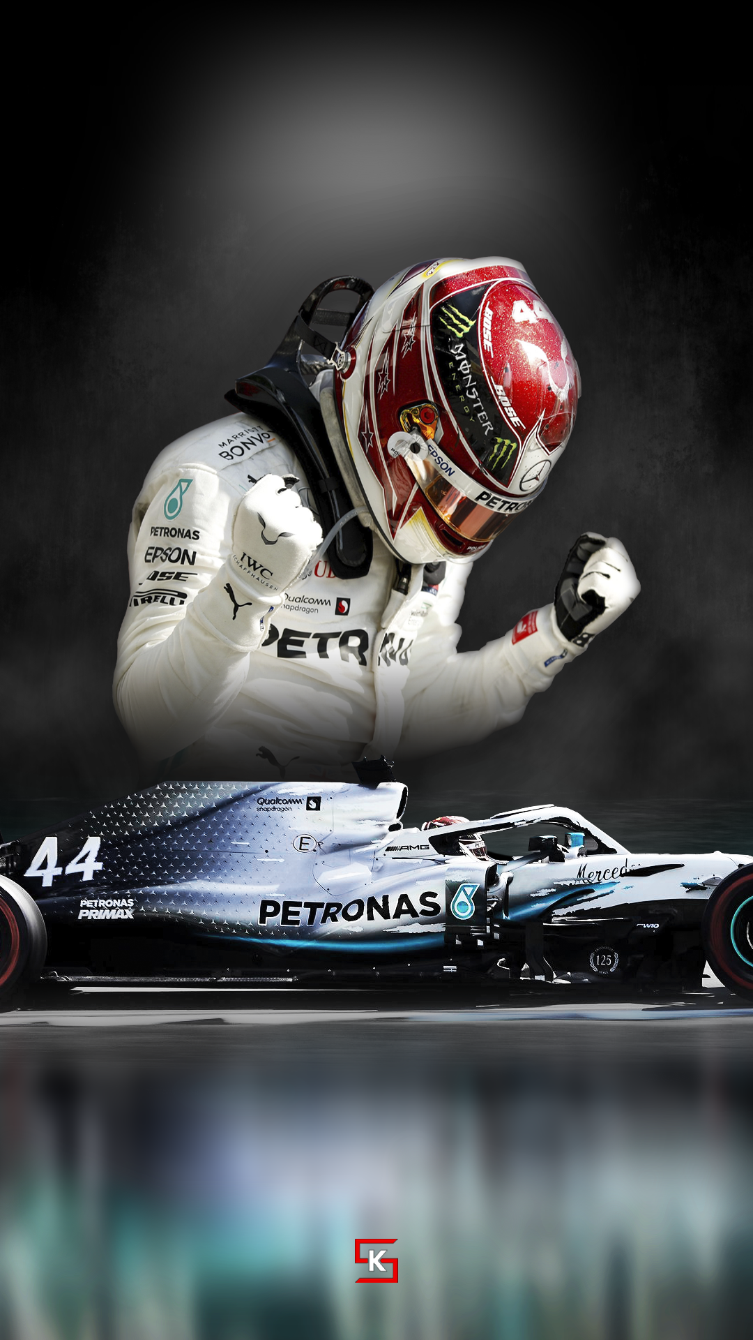 Lewis Hamilton Mercedes F1, 1080x1920 Verticale, Mobile