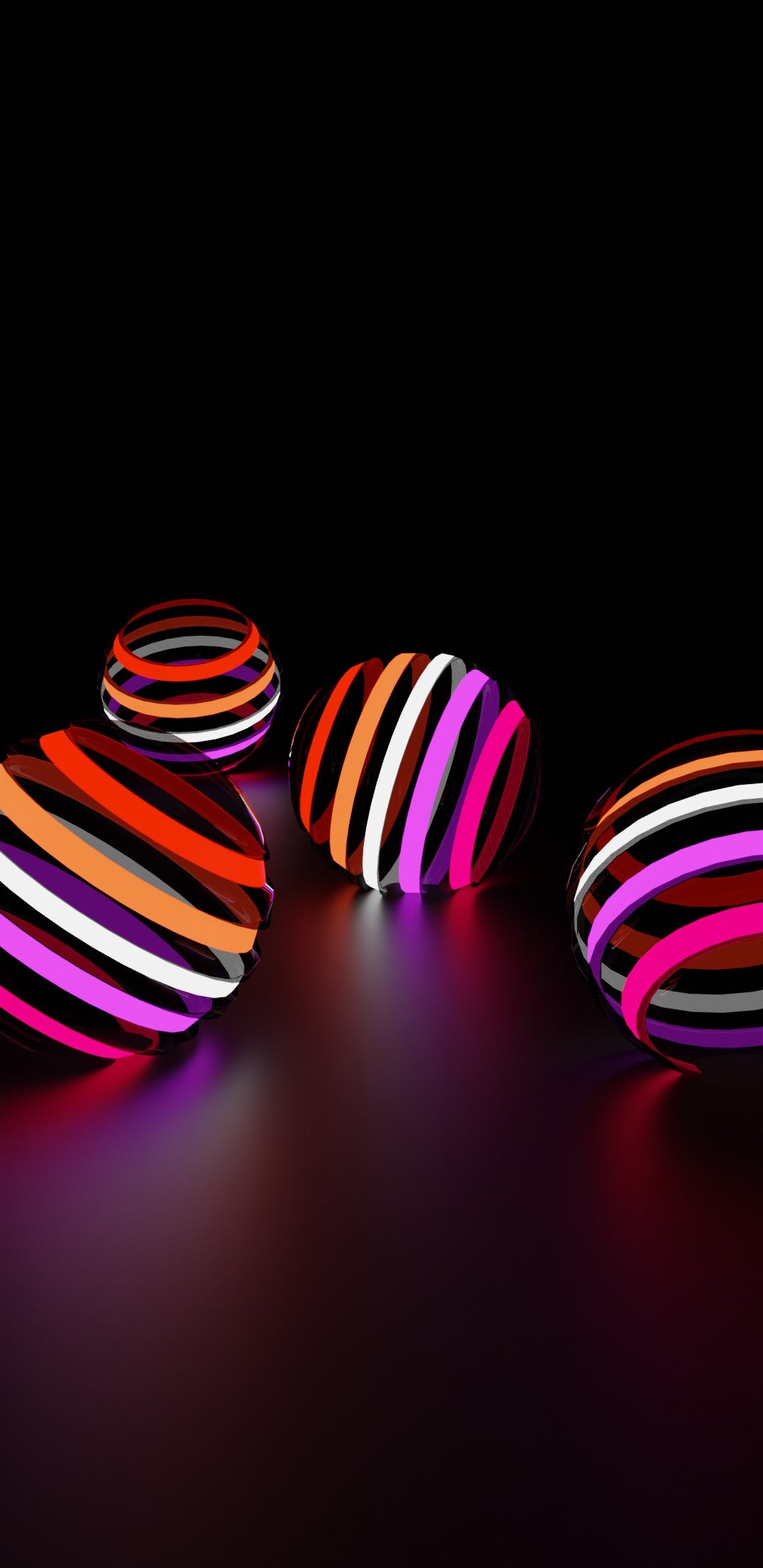 Sfere astratte a righe colorate, 1080x2220 Full HD Verticale, Smartphone