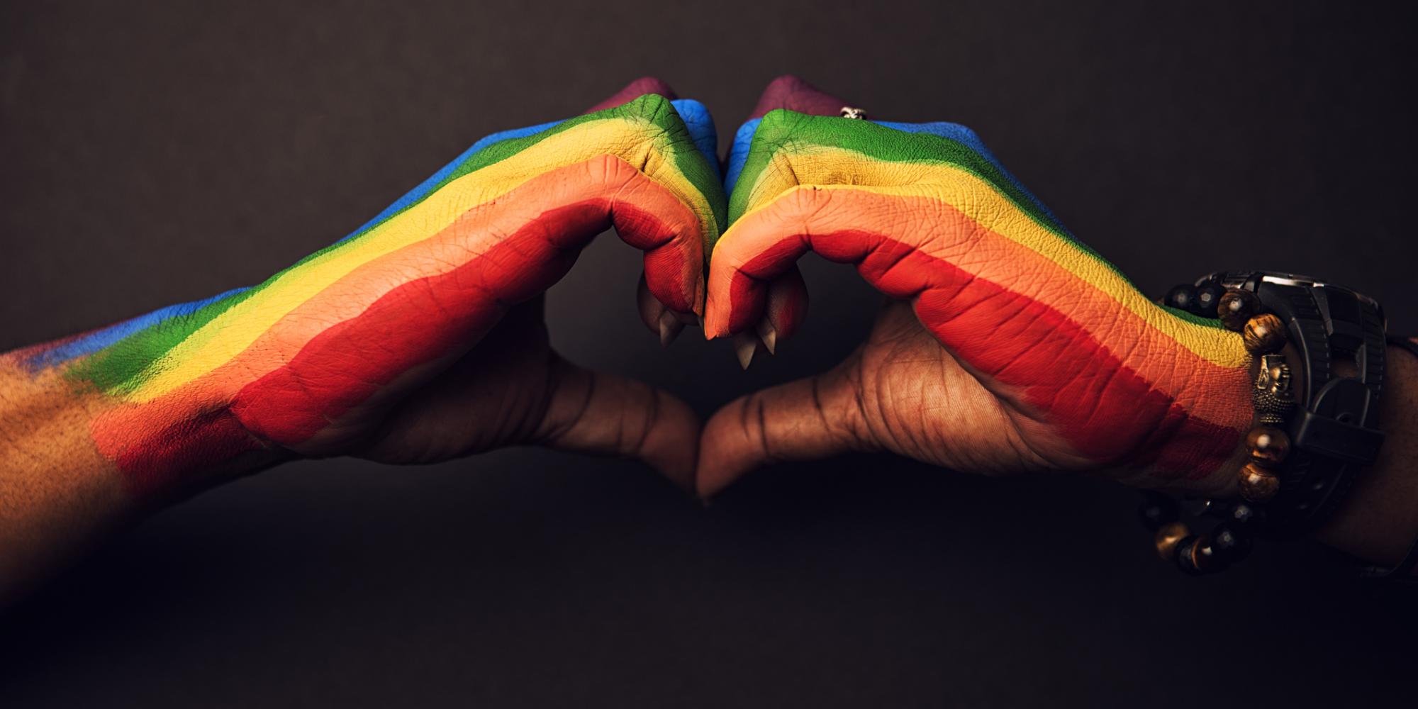 Mani dipinte bandiera arcobaleno, 2000x1000 alta risoluzione, PC Desktop