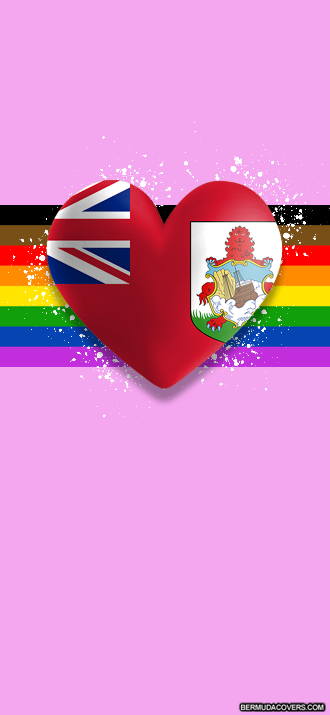 Cuore bandiera Bermuda arcobaleno, 1125x2436 Verticale, Telefono