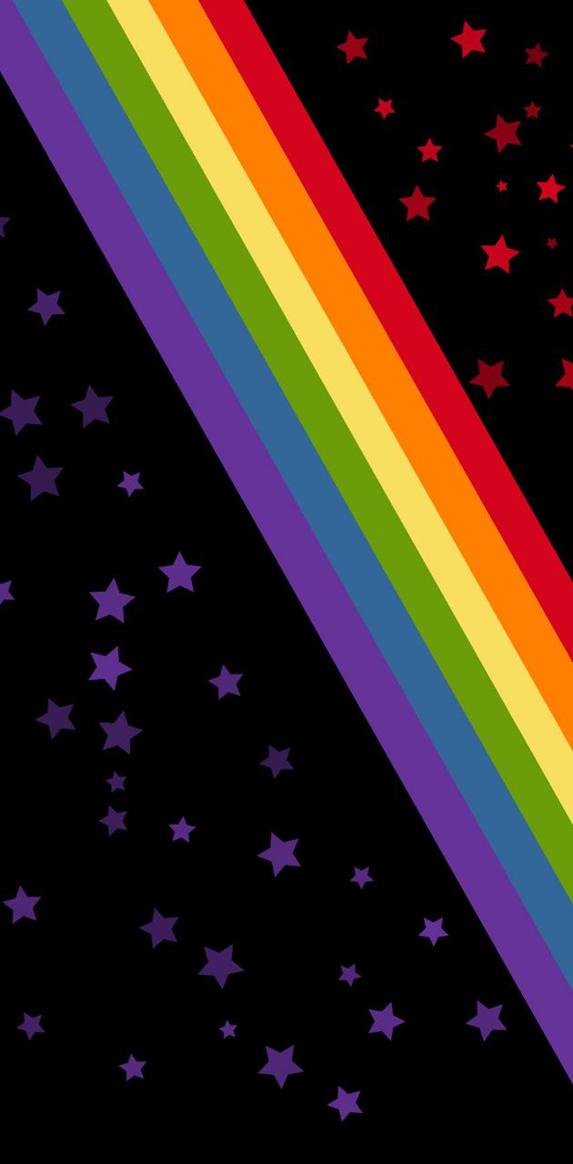 Arcobaleno diagonale con stelle, 630x1280 Verticale, Telefono