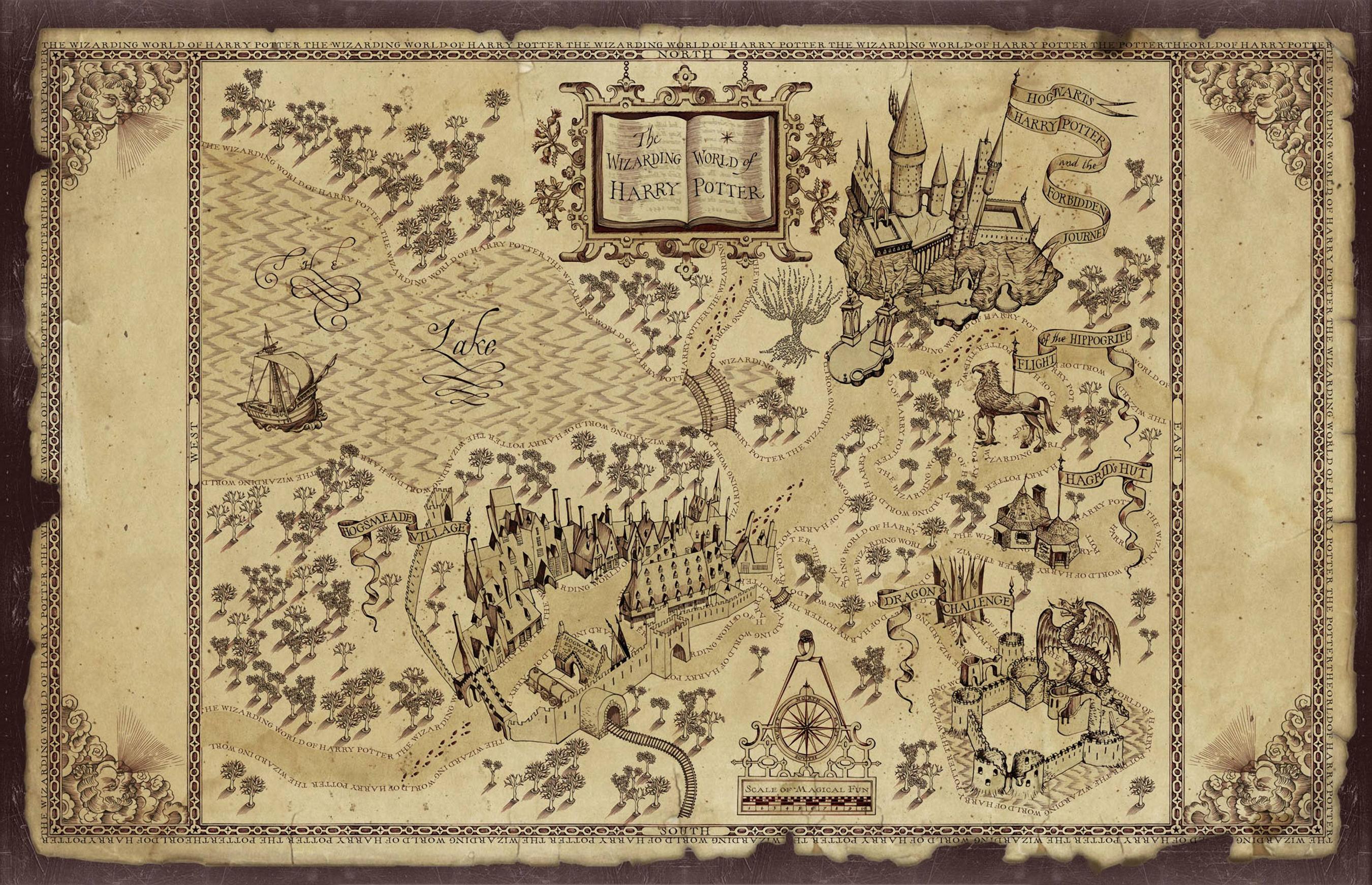 Mappa Mondo Magico Harry Potter, J.K. Rowling, 3000x1935 2K, Laptop