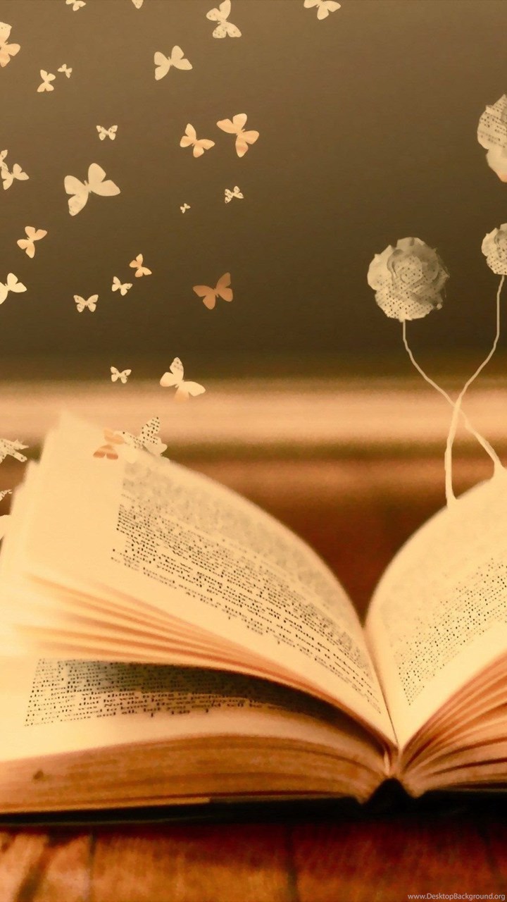 Libro aperto con farfalle, 720x1280 Full HD Verticale, Smartphone