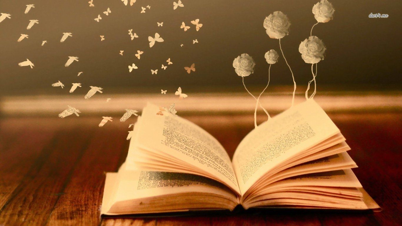 Libro aperto con farfalle, 1366x768 720p, iMac