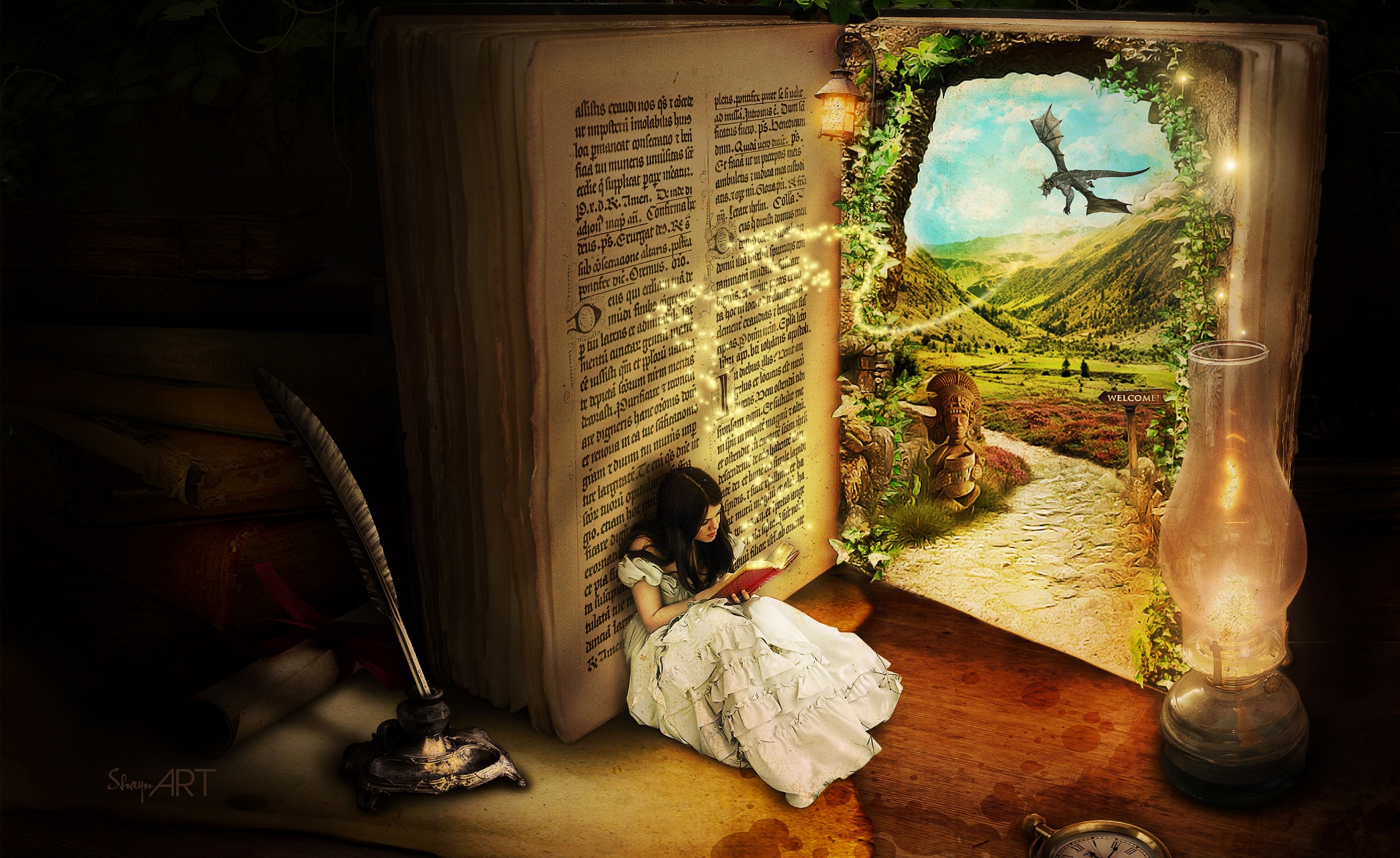 Libro magico con portale fantasy, 2560x1568 1440p, Desktop