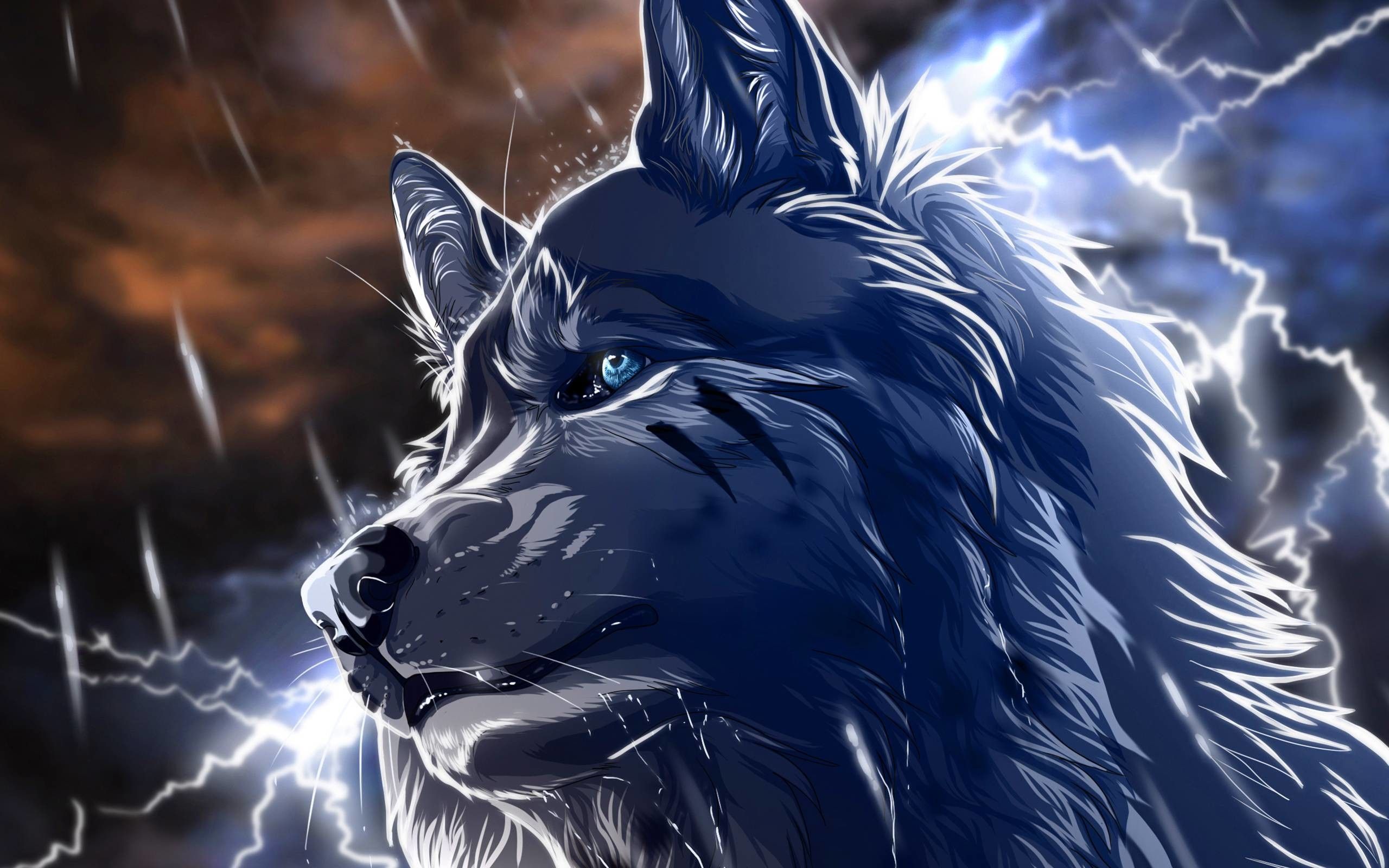 Lupo anime con fulmini, 2560x1600 WQXGA, Desktop