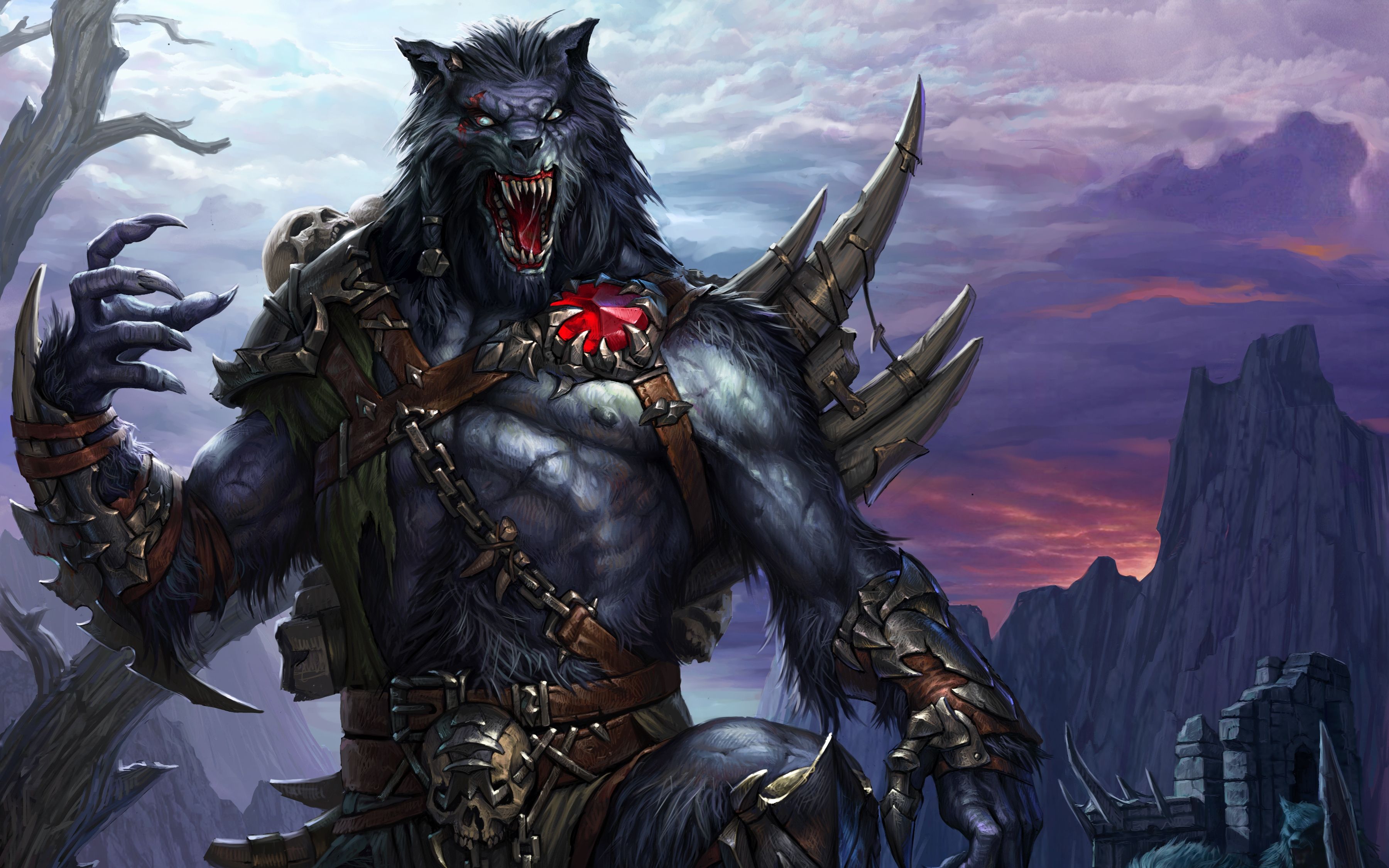 Lupo mannaro guerriero fantasy, 3600x2250 2K+, Laptop