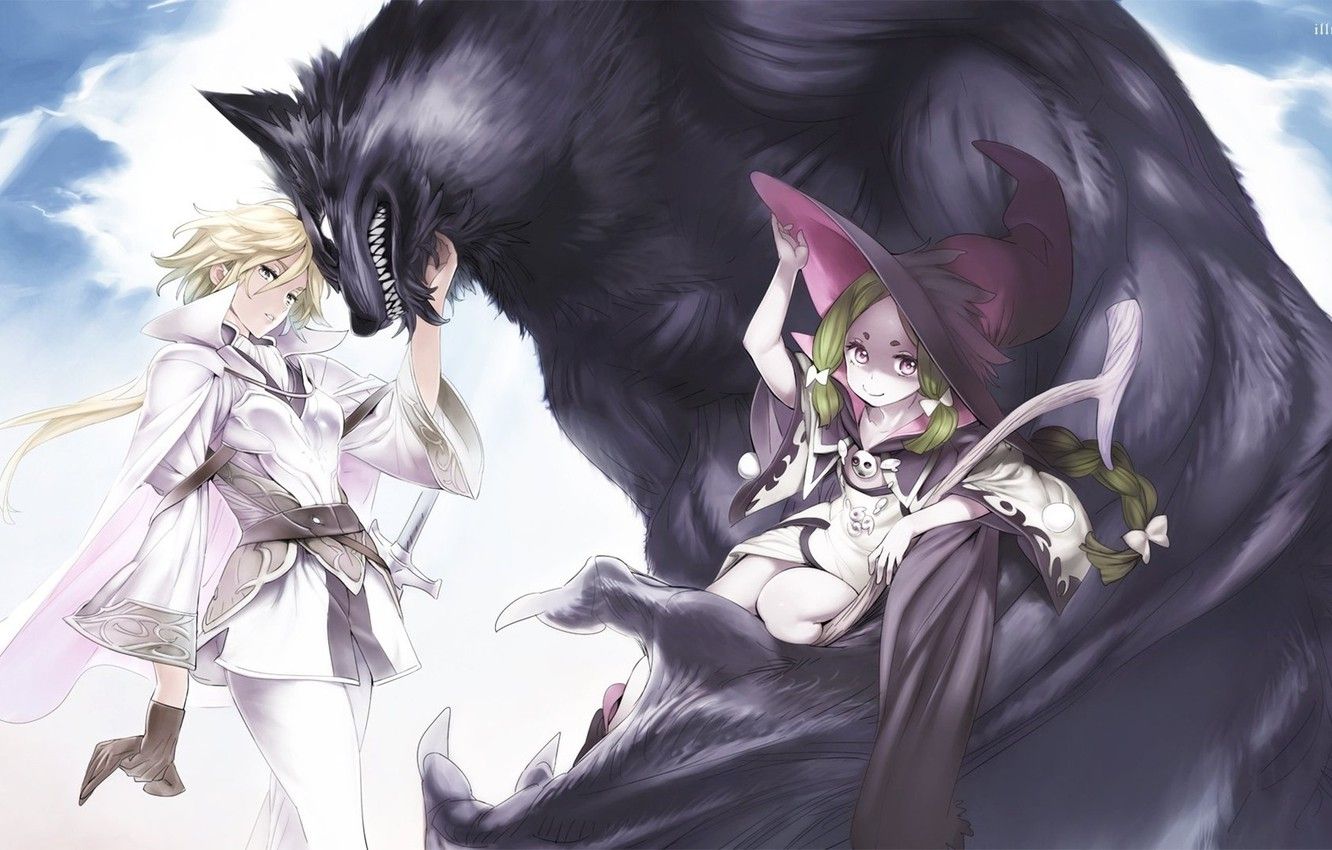 Anime licantropo nero con due ragazze, 1332x850 720p, Lenovo Legion