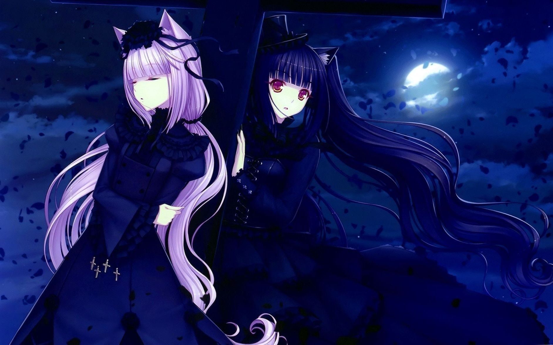 Due ragazze lupo anime notte, 1883x1176 HD, iMac