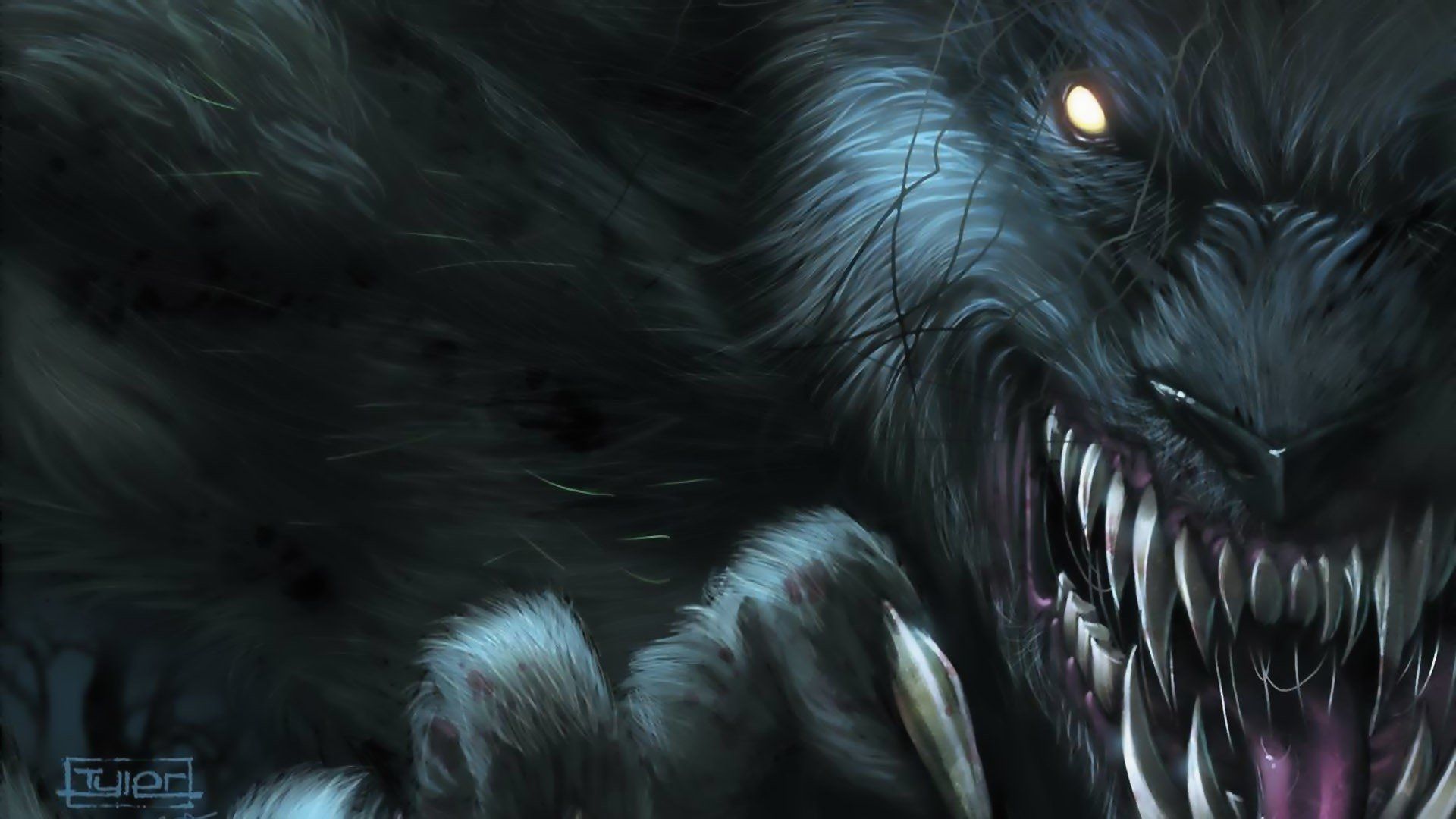 Lupo mannaro ringhiante scuro, 1920x1080 1080p, PC Desktop