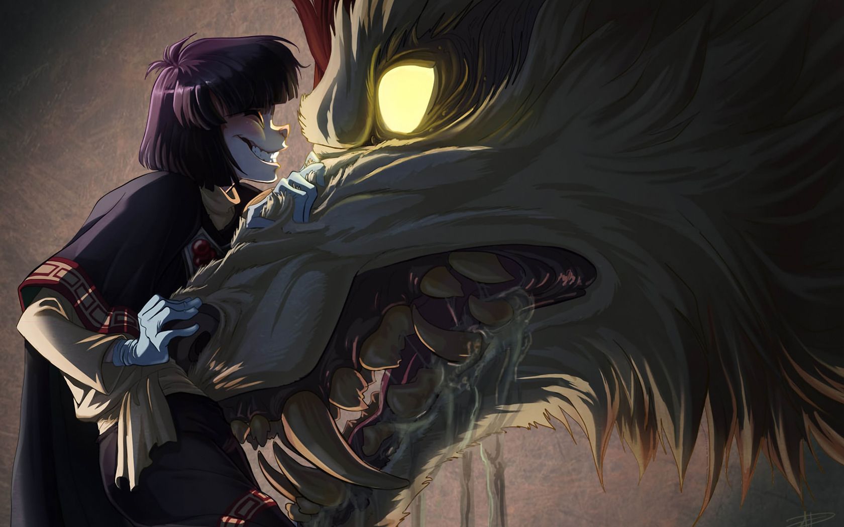 Ragazza anime con licantropo, 1680x1050 HD, Desktop