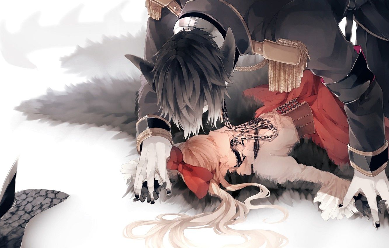 Licantropo anime con ragazza, 1332x850 HD, Desktop