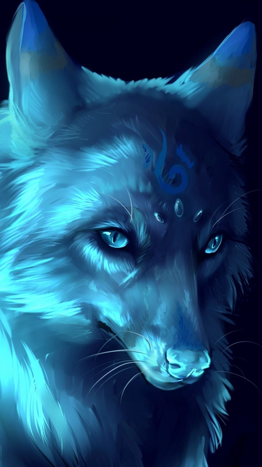 Lupo blu luminoso, 1080x1920 Verticale, Telefono