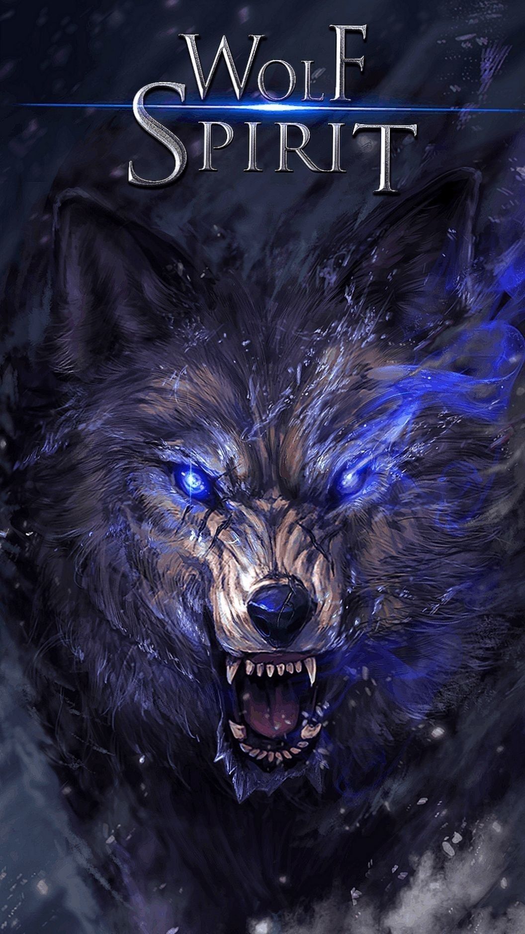 Lupo spirito occhi blu, 1056x1879 Verticale, Telefono