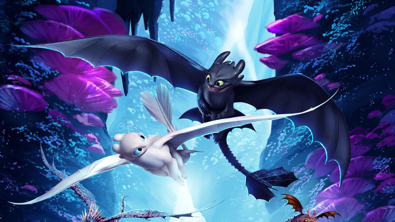Light Fury e Sdentato dragoni, 1366x768 HD, Desktop