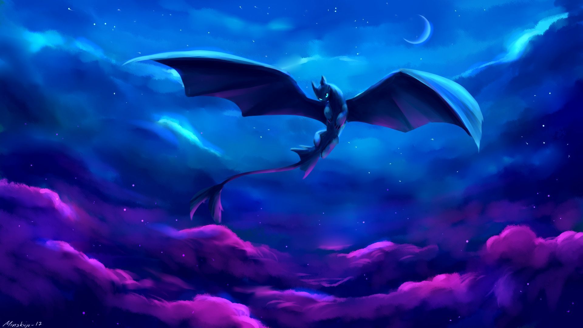 Light Fury drago cielo notturno, 1920x1080 1080p, PC Desktop